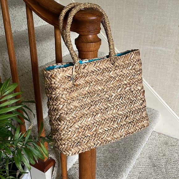 Natural Woven Bohemian Tote Bag Starfish Inside - Picture 2 of 9